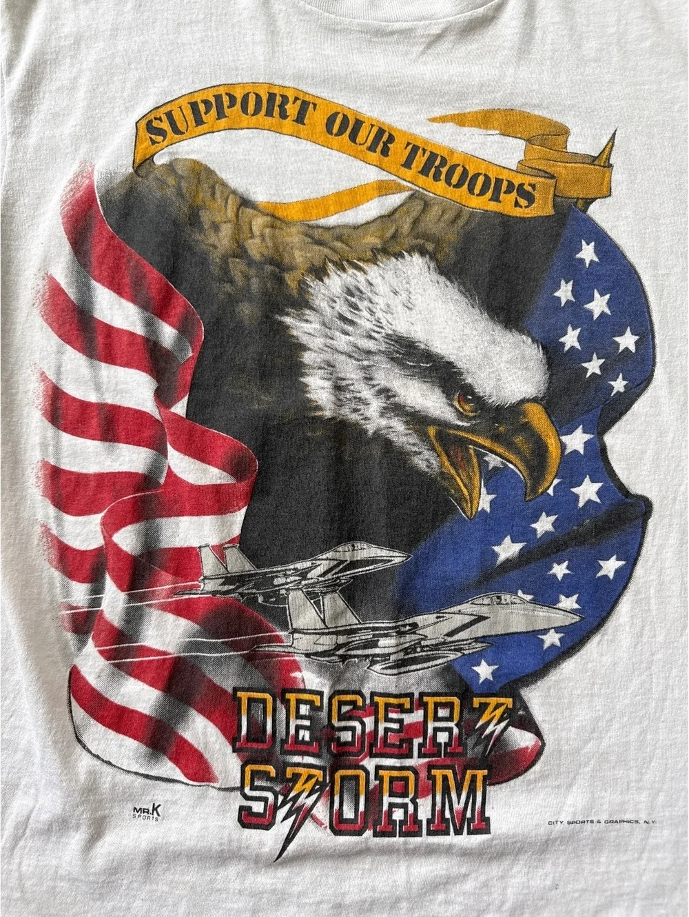 Vintage 1991 Desert Storm Support Our Troops T Shirt Screen Stars USA Eagle XL